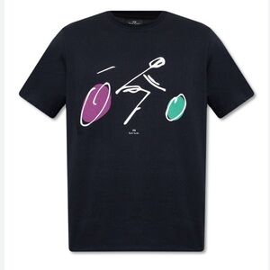 PS Paul Smith Black T-Shirt Cyclist Logo Bicycle XL 100% cotton
